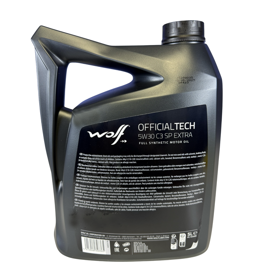 Aceite Wolf OfficialTech 5W30 C3 SP Extra 5L | BMW LL-04 & MB 229.52